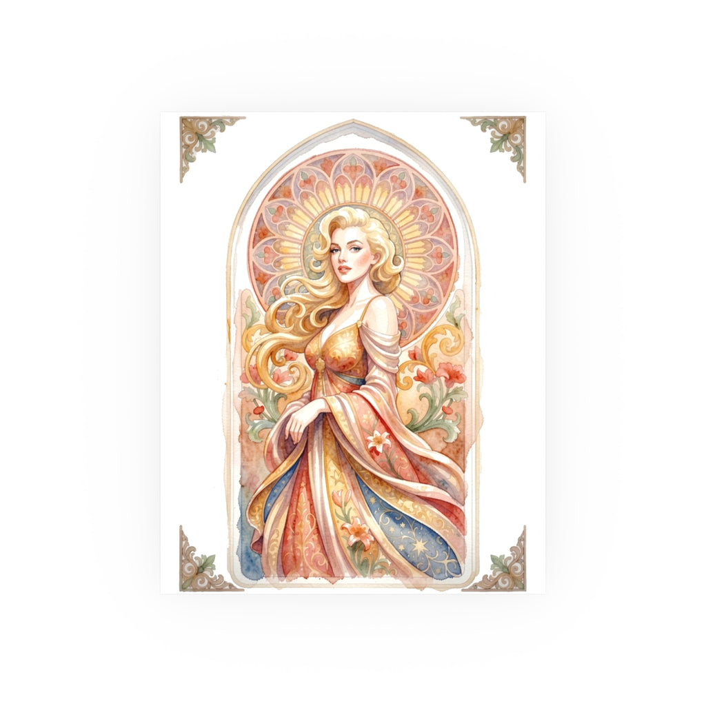 Art Nouveau Goddess Poster — Vintage Floral Satin/Matte Print