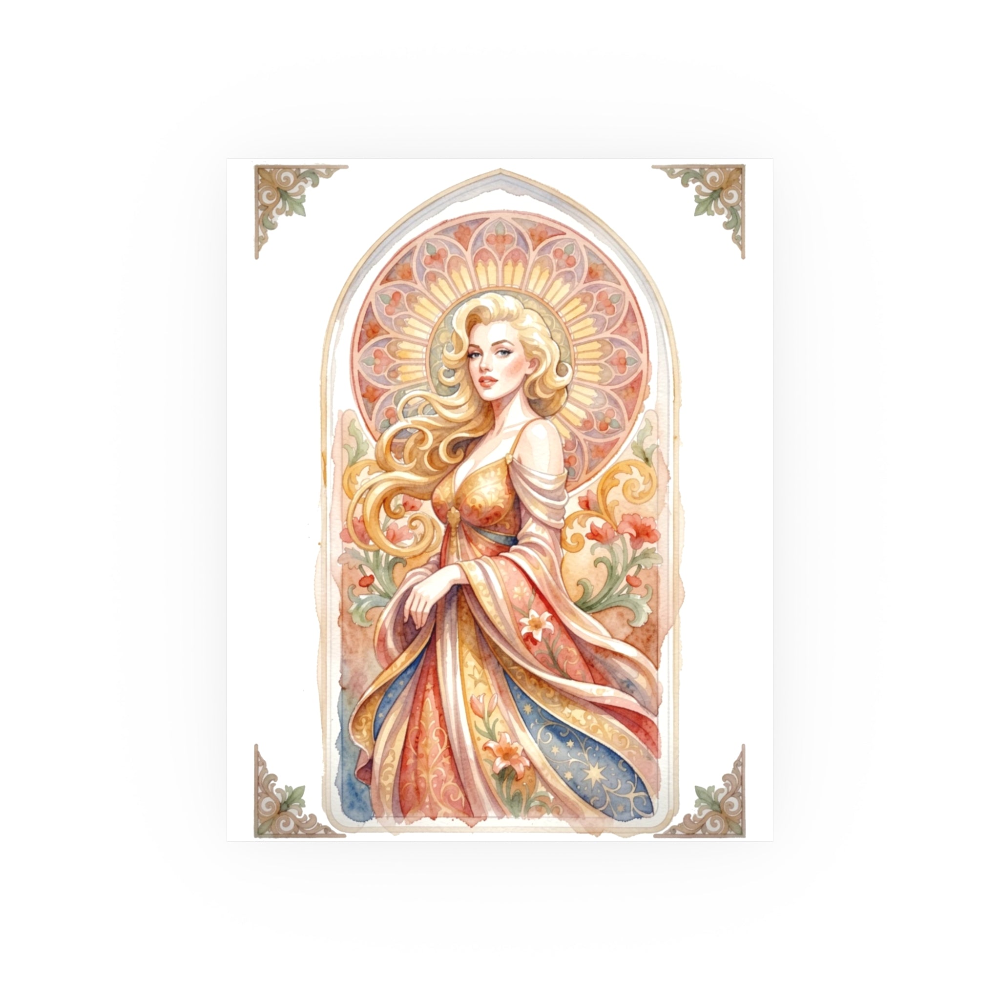 Art Nouveau Goddess Poster — Vintage Floral Satin/Matte Print