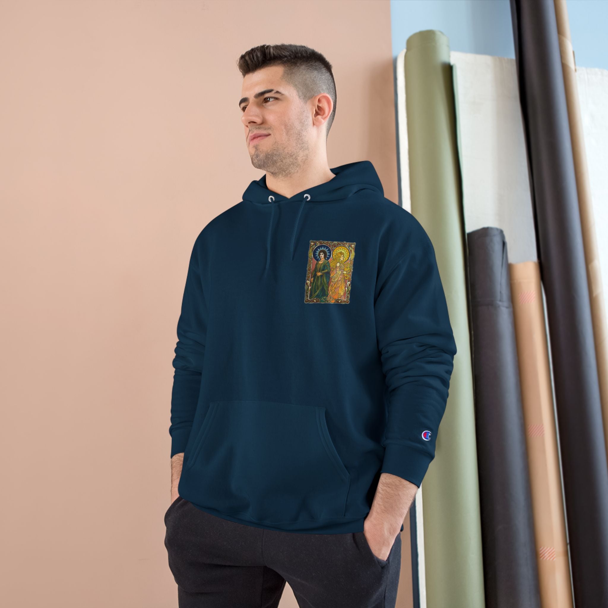 Sun and Moon Saints Champion Hoodie — Vintage Art Nouveau Pullover