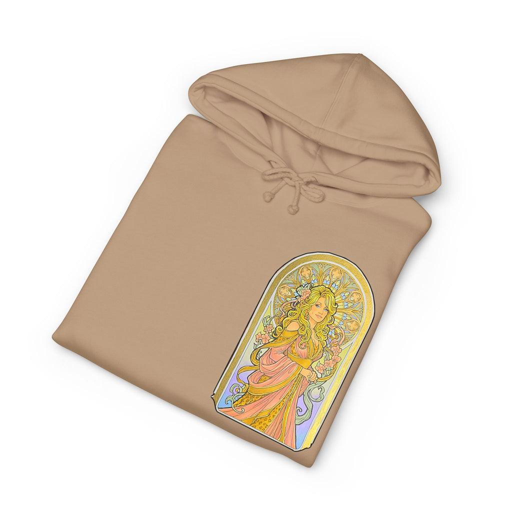 Art Nouveau Goddess Hoodie — Floral Vintage-Inspired Back Print