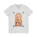 Goddess Art V-Neck Tee — Vintage Sunflower Maiden Illustration