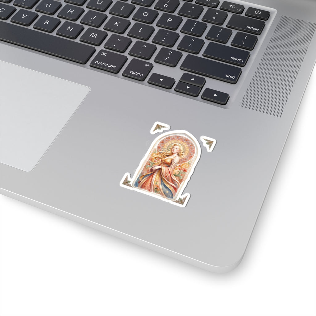 Art Nouveau Princess Kiss-Cut Sticker — Decorative Laptop & Journal Decal