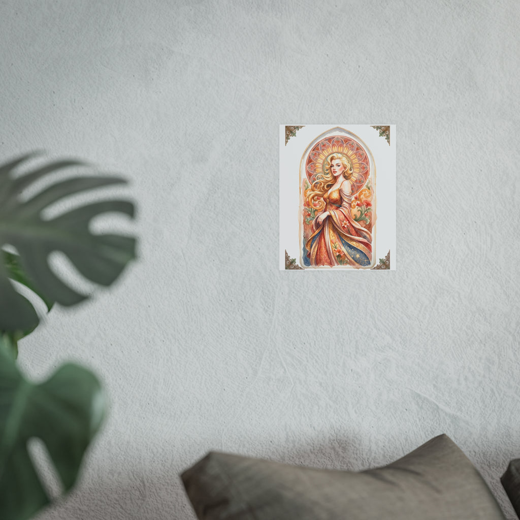 Art Nouveau Goddess Poster — Vintage Floral Satin/Matte Print