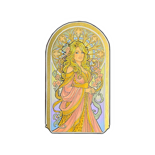 Art Nouveau Goddess Kiss-Cut Sticker — Floral Vintage Decorative Decal