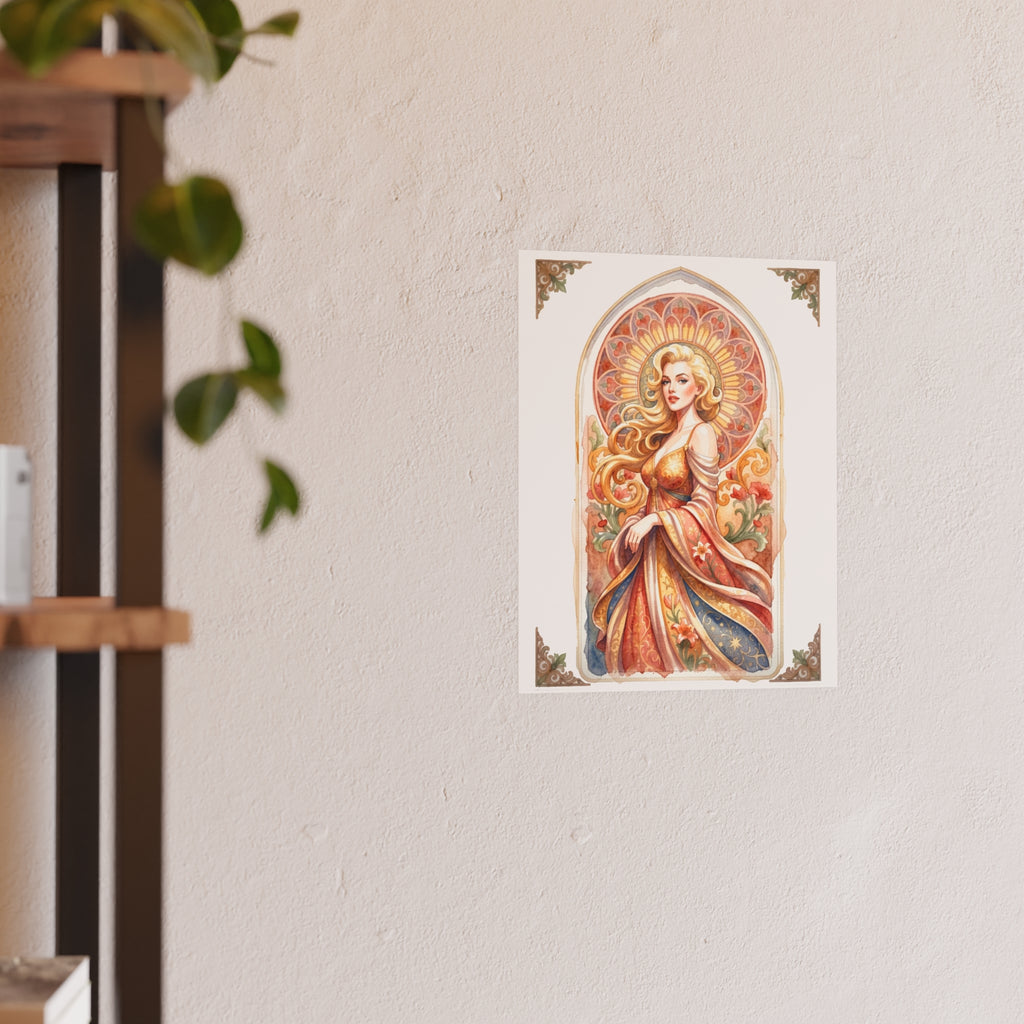Art Nouveau Goddess Poster — Vintage Floral Satin/Matte Print
