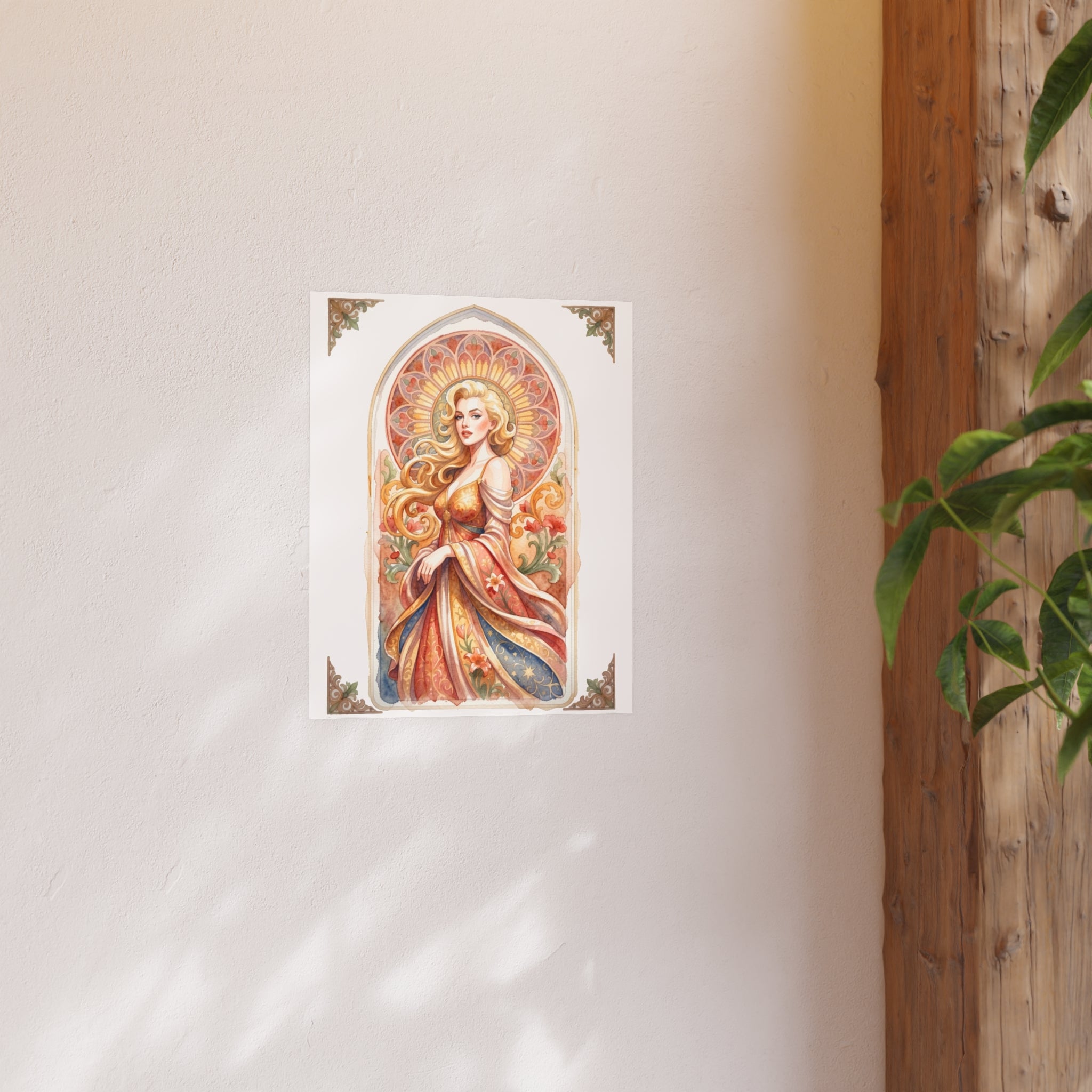 Art Nouveau Goddess Poster — Vintage Floral Satin/Matte Print