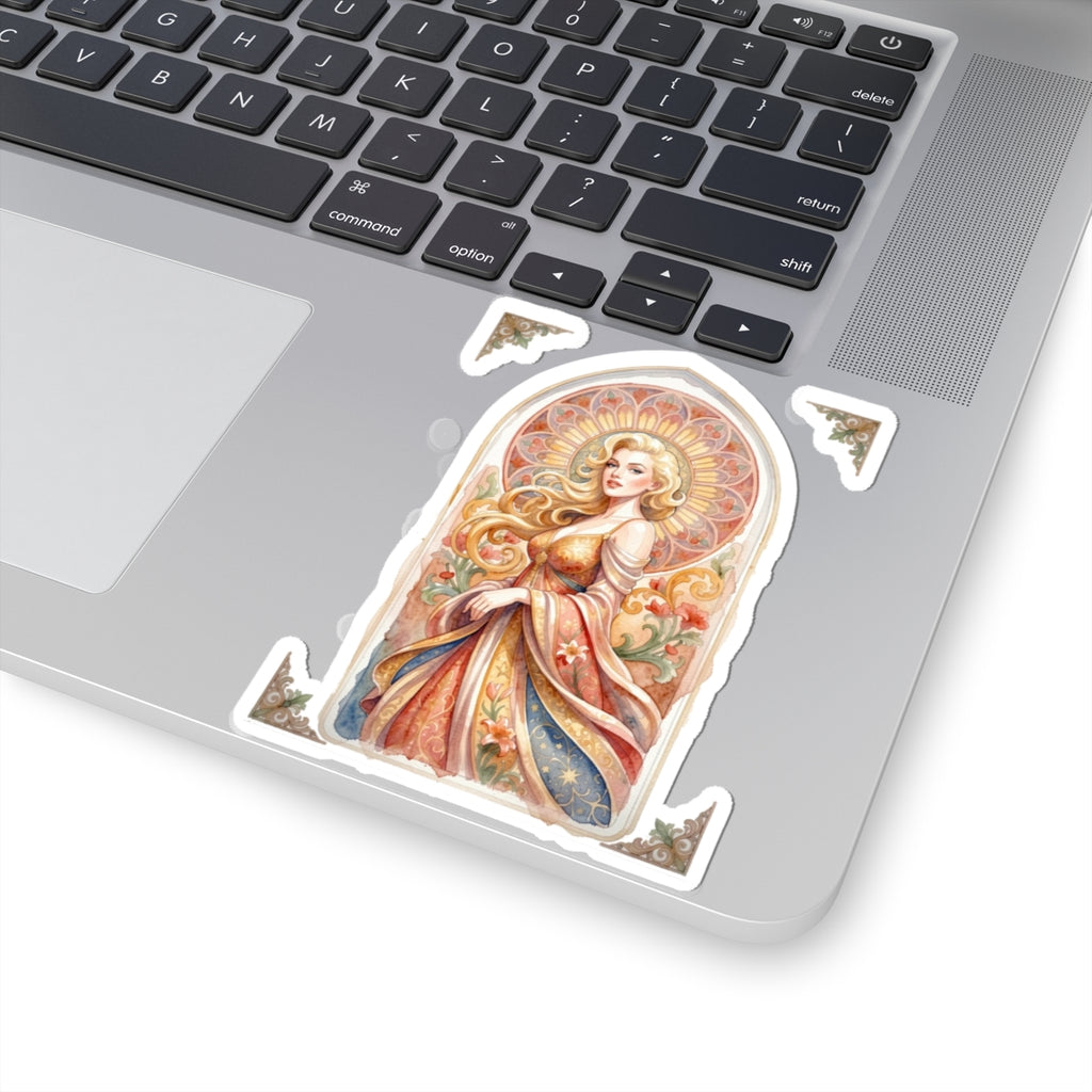 Art Nouveau Princess Kiss-Cut Sticker — Decorative Laptop & Journal Decal