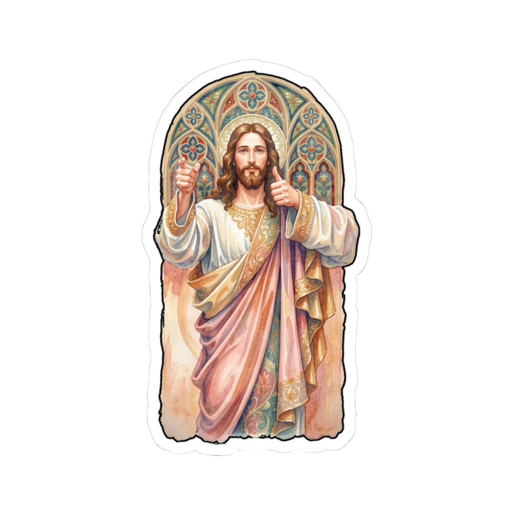 Jesus Christ Sacred Heart Sticker — Vintage Religious Kiss-Cut Decal for Bibles, Laptops & Prayer Journals