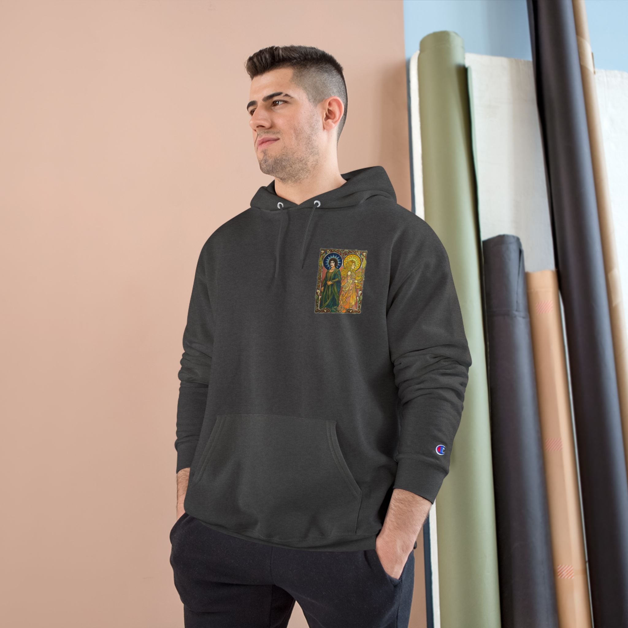 Sun and Moon Saints Champion Hoodie — Vintage Art Nouveau Pullover