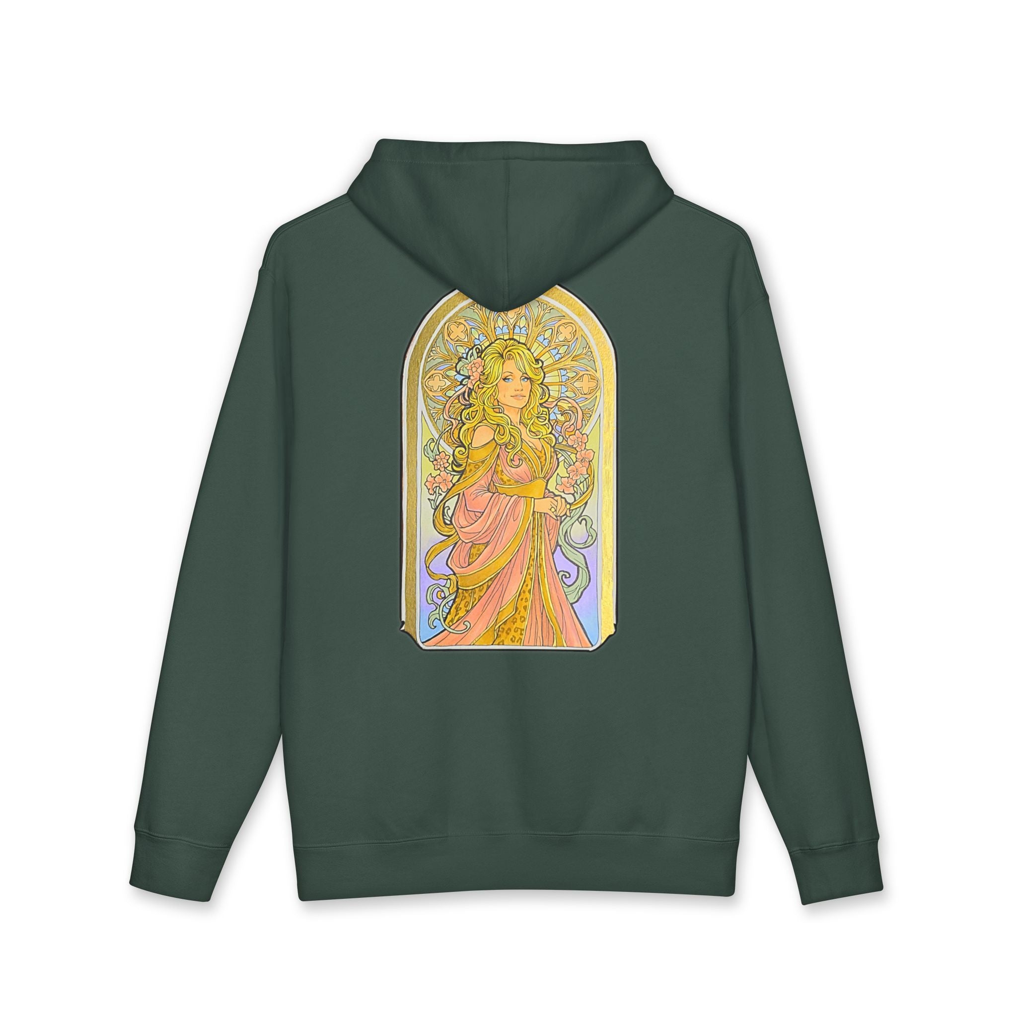Art Nouveau Goddess Hoodie — Floral Vintage-Inspired Back Print