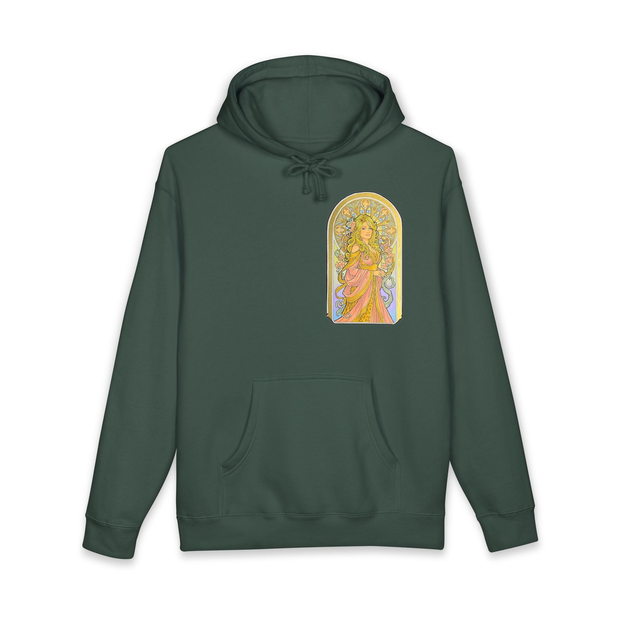 Art Nouveau Goddess Hoodie — Floral Vintage-Inspired Back Print