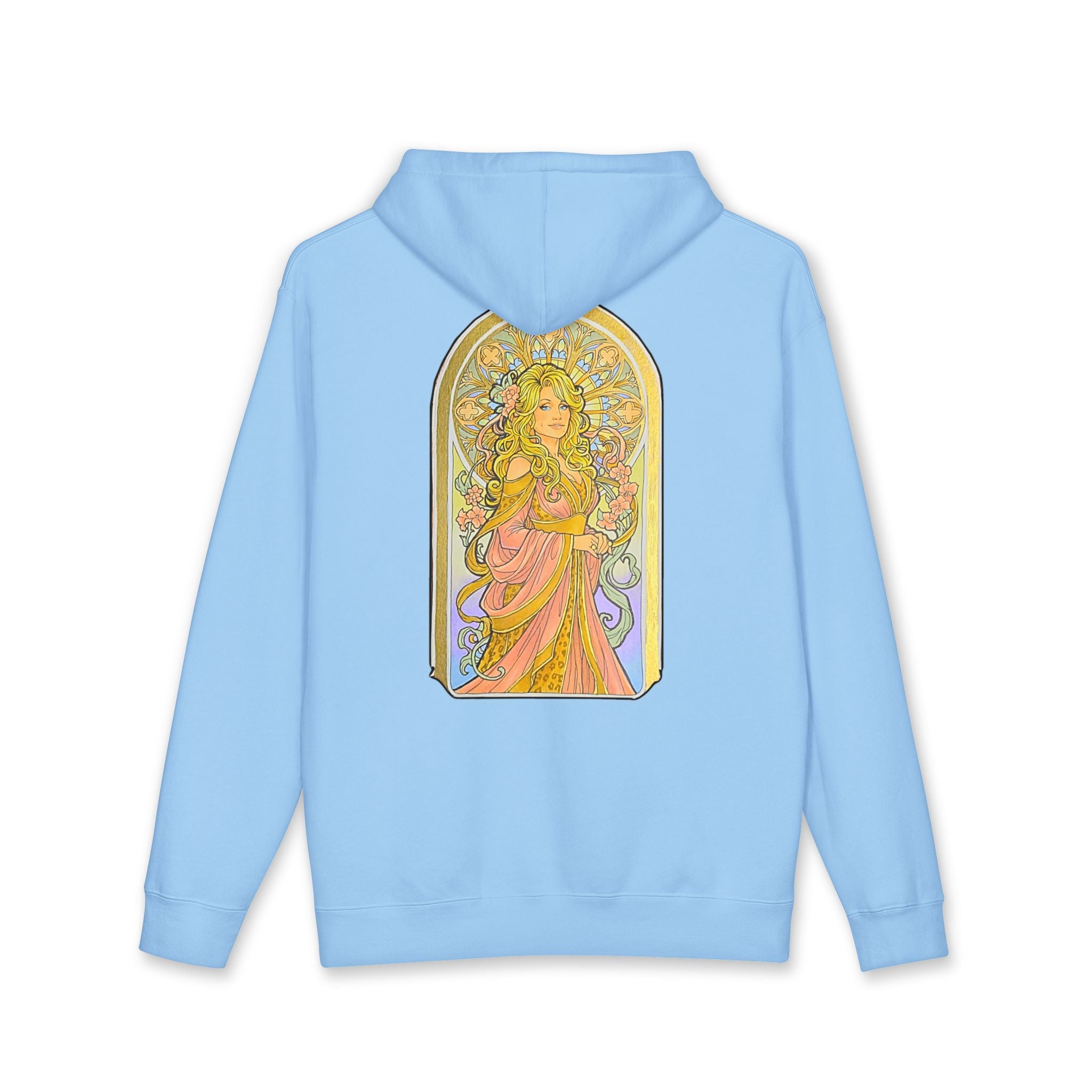 Art Nouveau Goddess Hoodie — Floral Vintage-Inspired Back Print