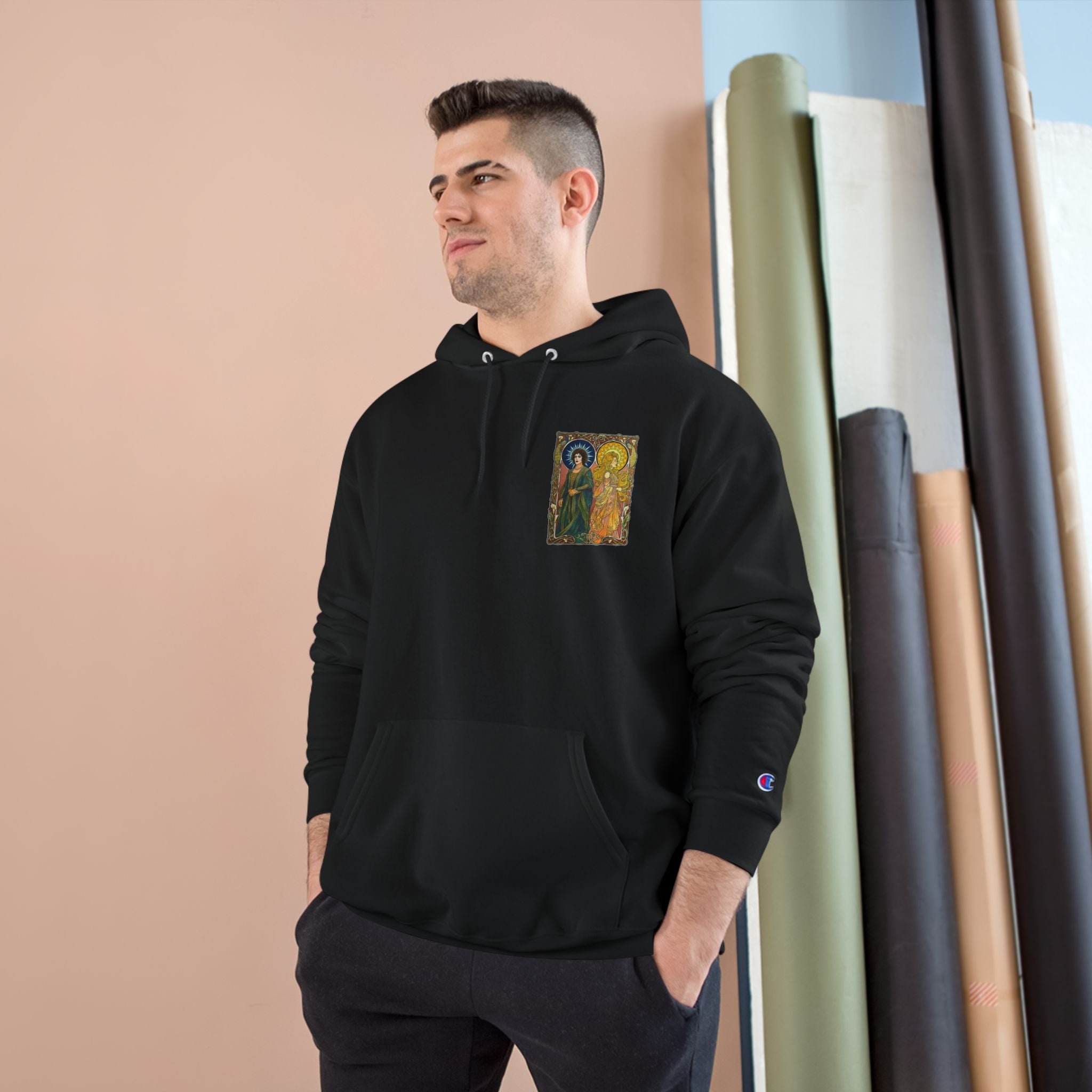 Sun and Moon Saints Champion Hoodie — Vintage Art Nouveau Pullover
