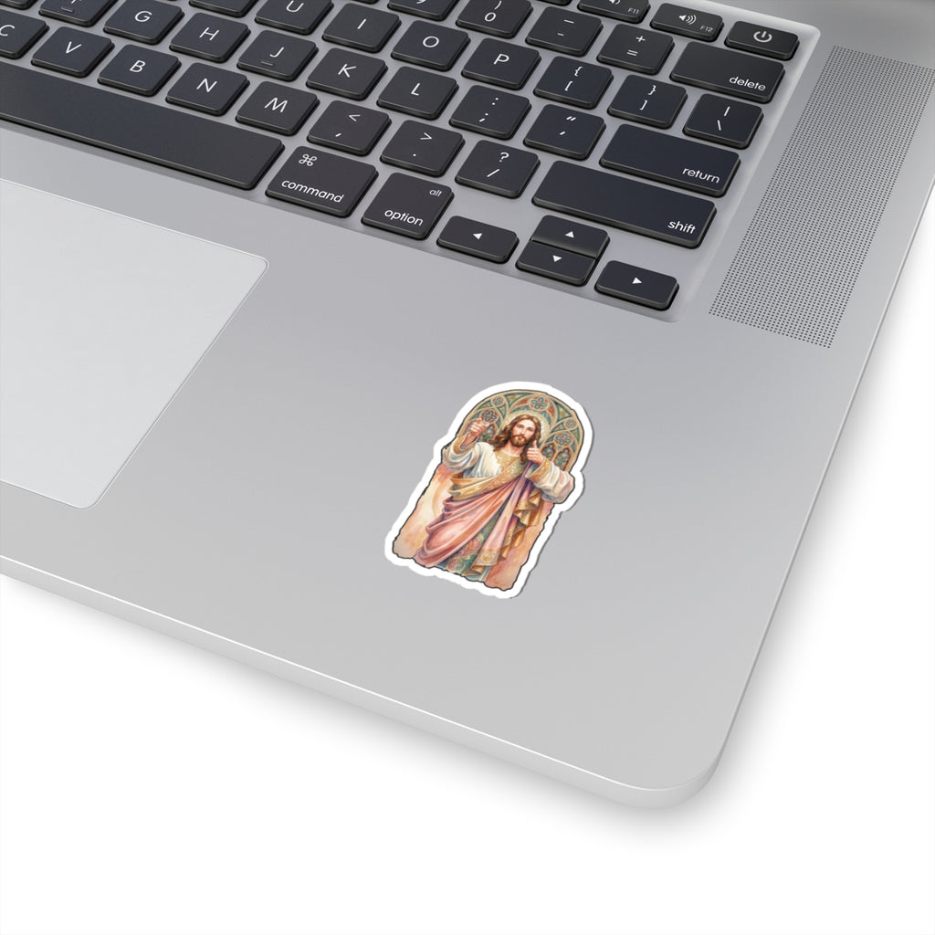 Jesus Christ Sacred Heart Sticker — Vintage Religious Kiss-Cut Decal for Bibles, Laptops & Prayer Journals