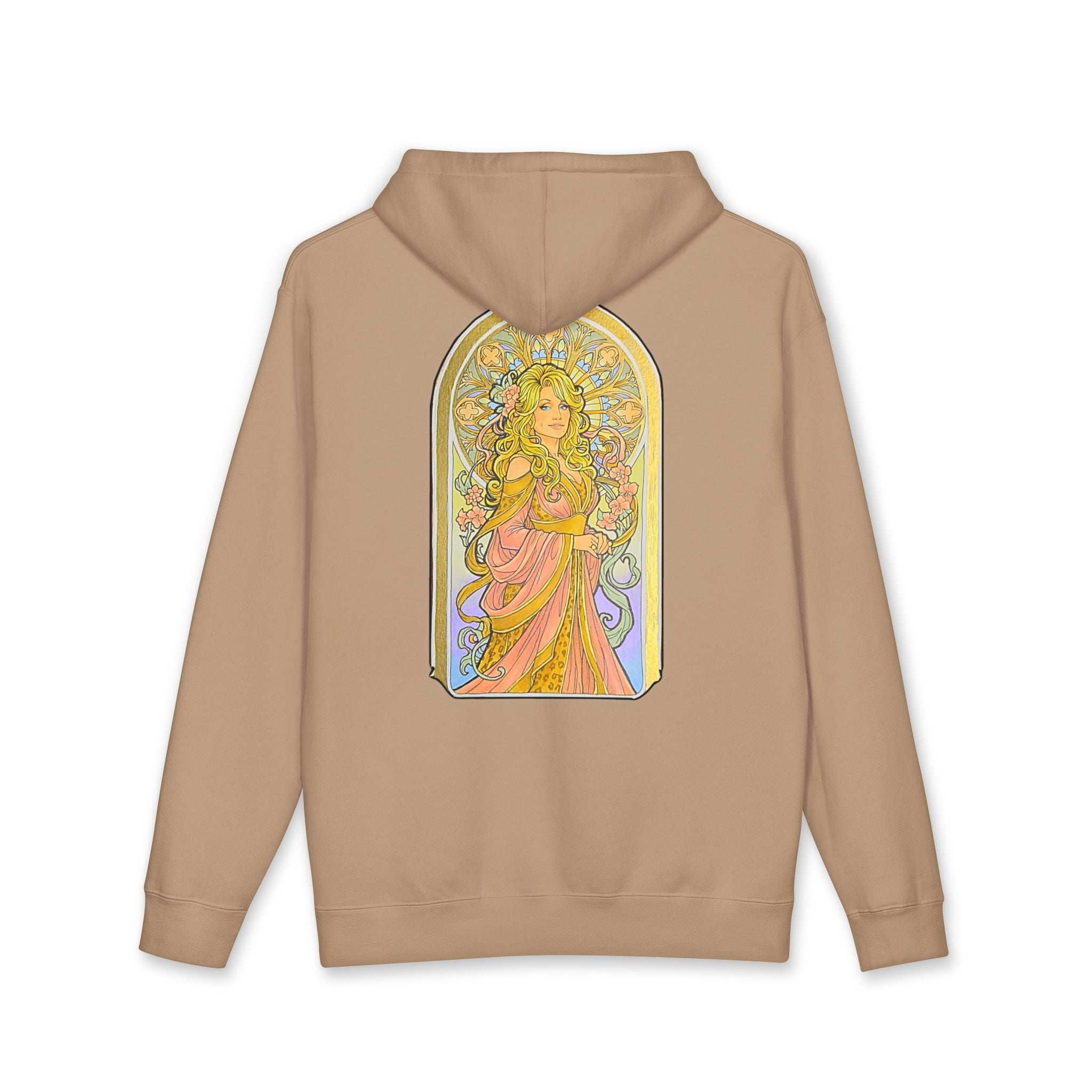 Art Nouveau Goddess Hoodie — Floral Vintage-Inspired Back Print