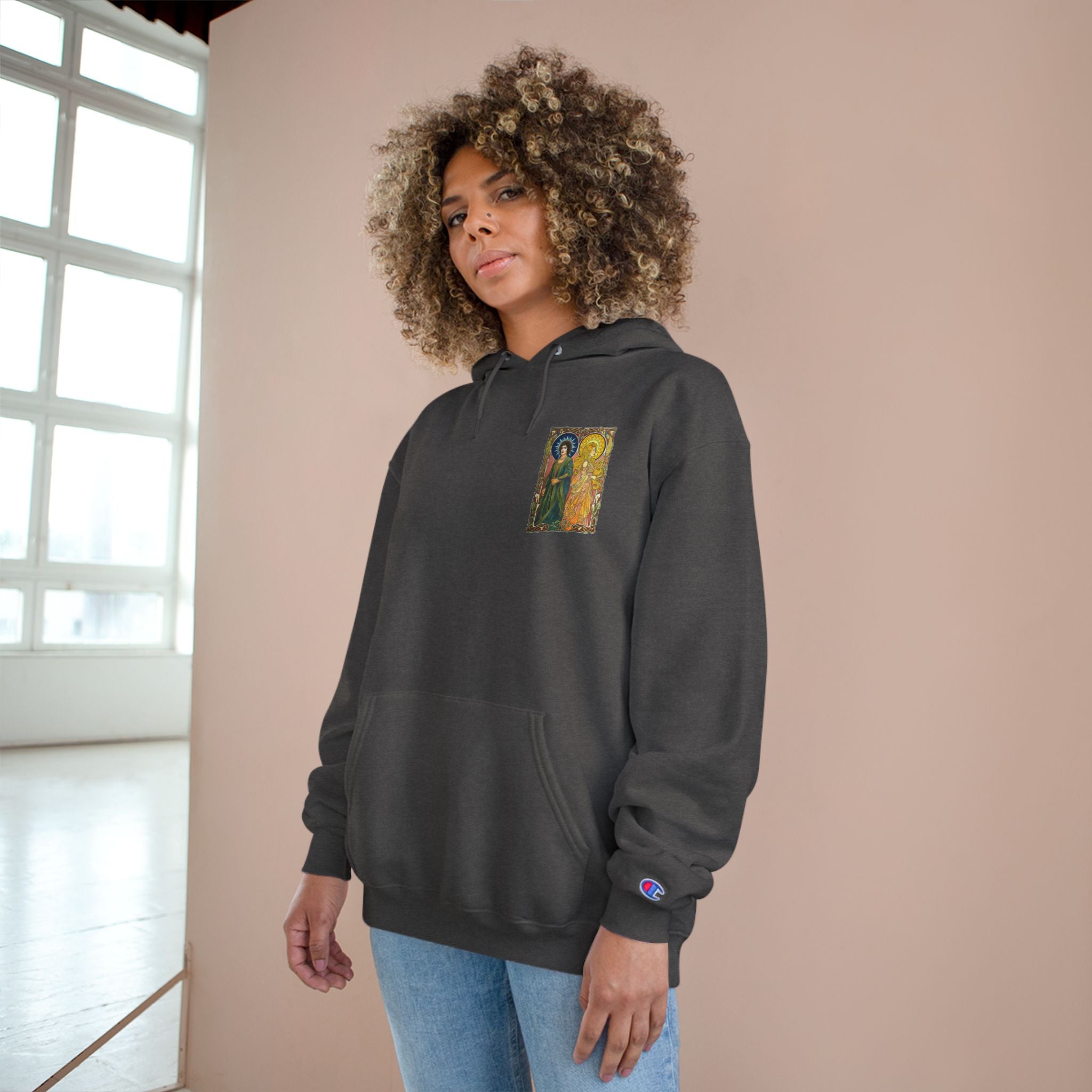 Sun and Moon Saints Champion Hoodie — Vintage Art Nouveau Pullover