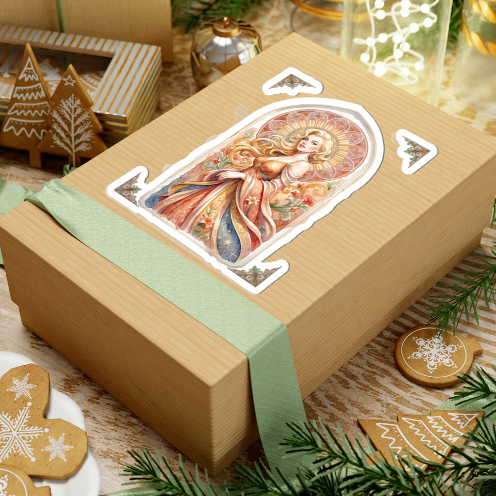 Art Nouveau Princess Kiss-Cut Sticker — Decorative Laptop & Journal Decal