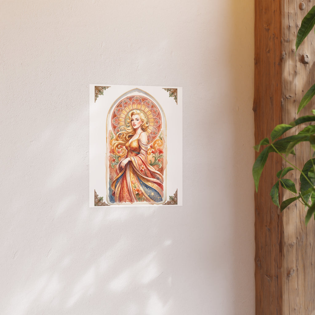 Art Nouveau Goddess Poster — Vintage Floral Satin/Matte Print