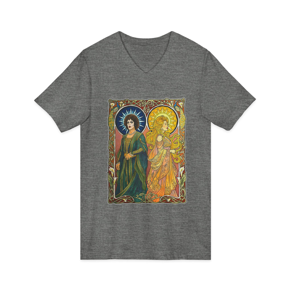 Art Nouveau Sun and Moon Saints V-Neck Tee