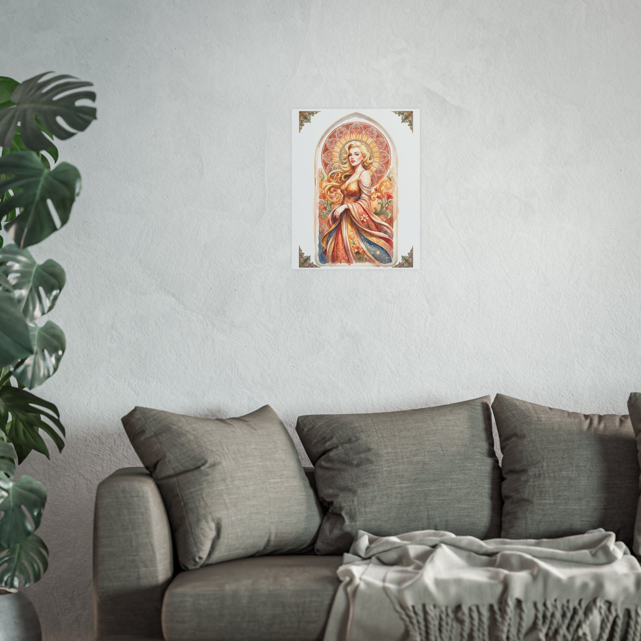 Art Nouveau Goddess Poster — Vintage Floral Satin/Matte Print