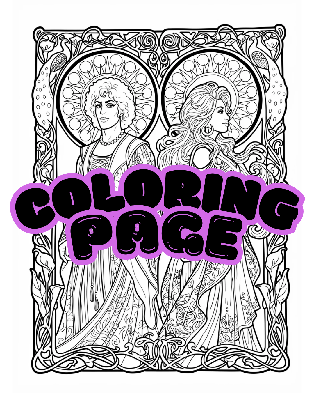 Downloadable Sun & Moon Coloring Page